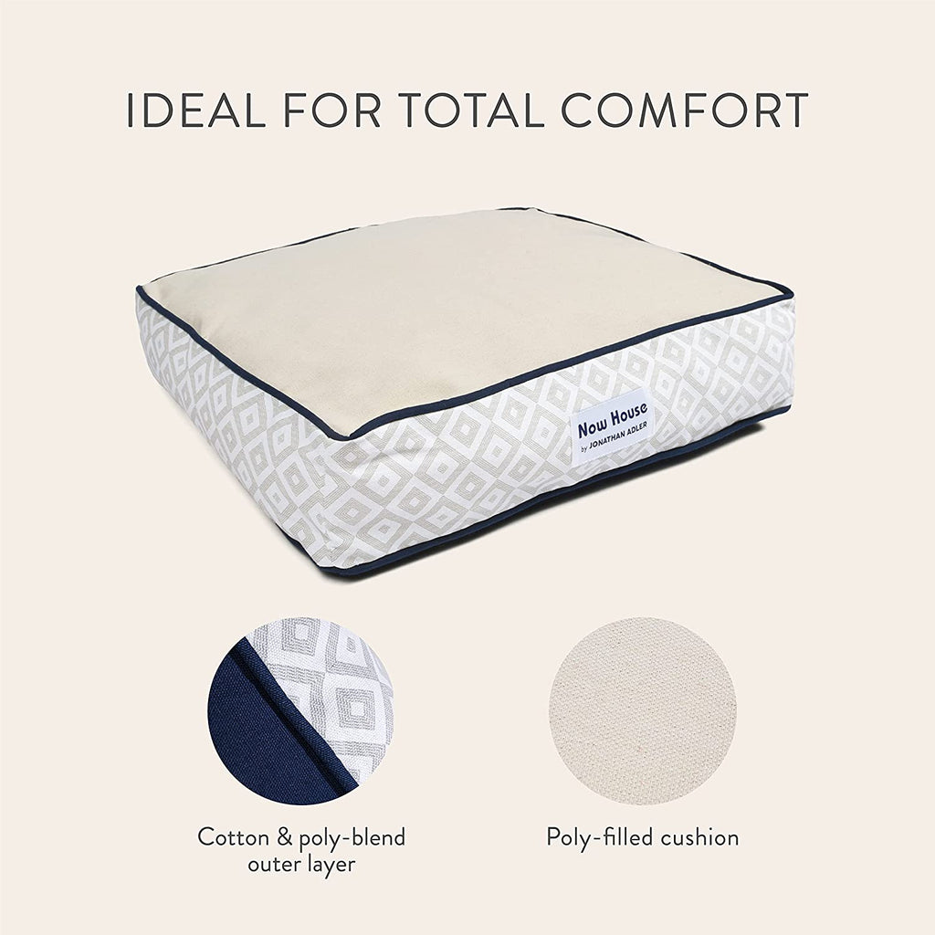 Now House for Pets by Jonathan Adler Grey Diamond Cushion Dog Bed, Medium Medium Dog Bed Washable Dog Bed for Medium Dogs by Now House by Jonathan Adler (FF16059)